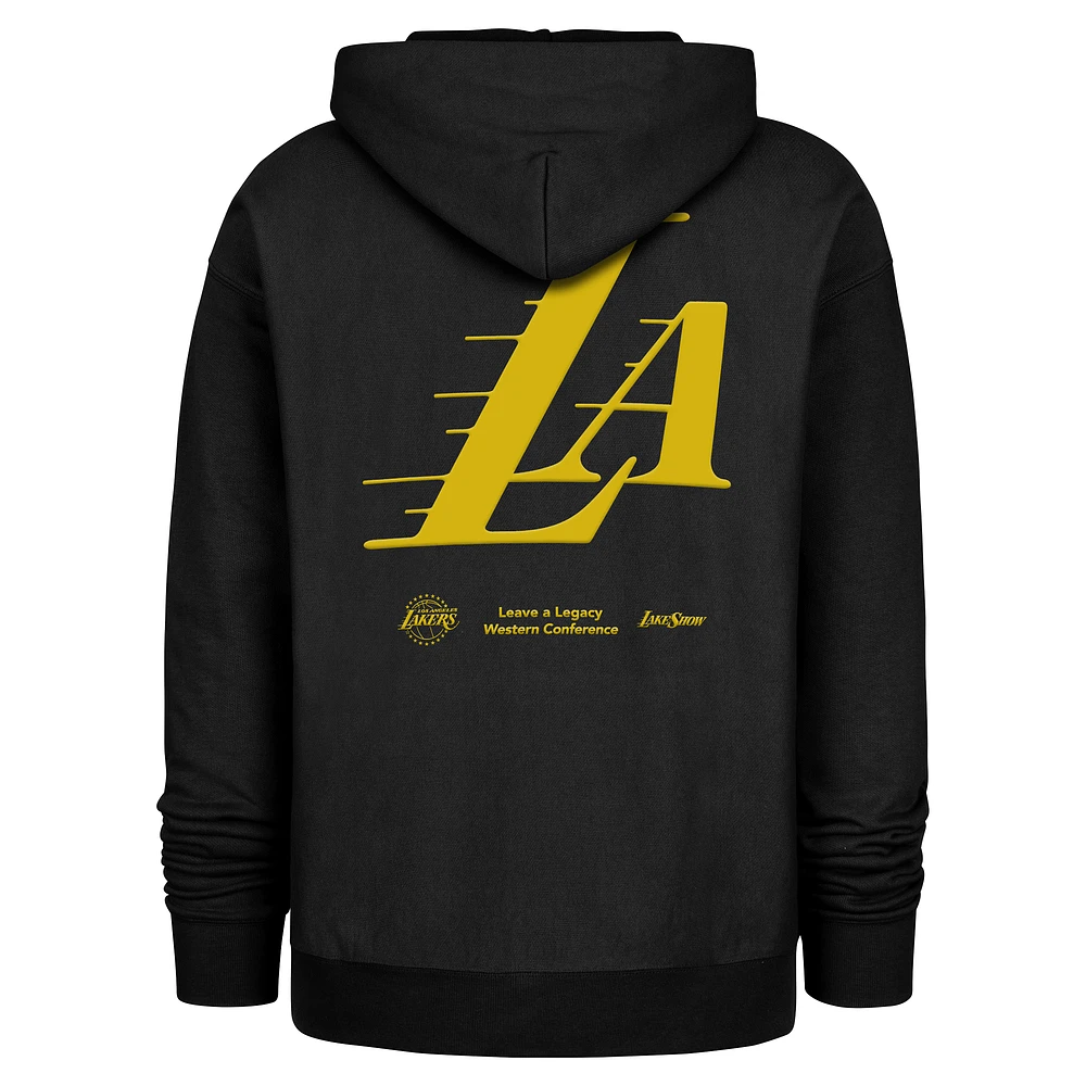 Men's '47  Black Los Angeles Lakers 2024/25 City Edition Double Crossover Foundation Pullover Hoodie