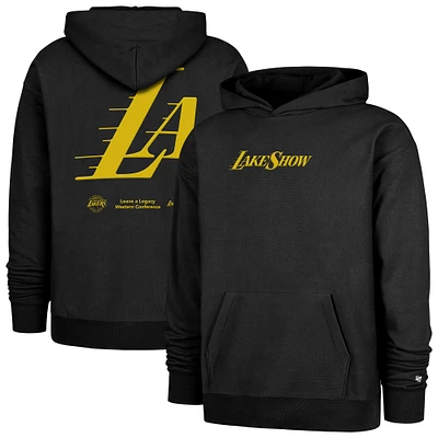 Men's '47  Black Los Angeles Lakers 2024/25 City Edition Double Crossover Foundation Pullover Hoodie