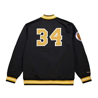 Men's Mitchell & Ness Shaquille O'Neal Black Los Angeles Lakers NBA Legends Full-Snap Satin Jacket