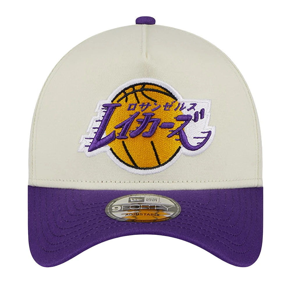 Men's New Era  Cream Los Angeles Lakers Hyperfly A-Frame 9FORTY Adjustable Hat