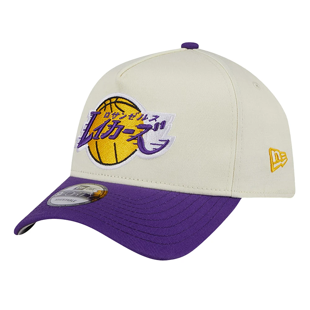 Men's New Era  Cream Los Angeles Lakers Hyperfly A-Frame 9FORTY Adjustable Hat