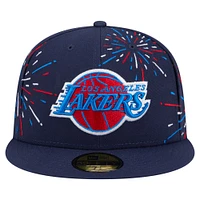 Casquette ajustée 59FIFTY Americana Fireworks des Lakers de Los Angeles New Era pour homme, bleu marine