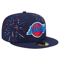 Casquette ajustée 59FIFTY Americana Fireworks des Lakers de Los Angeles New Era pour homme, bleu marine