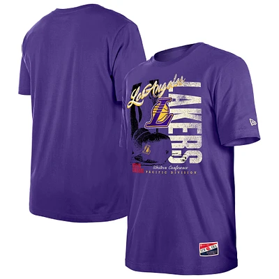Men's New Era  Purple Los Angeles Lakers Distressed Throwback Vintage Color Pack T-Shirt