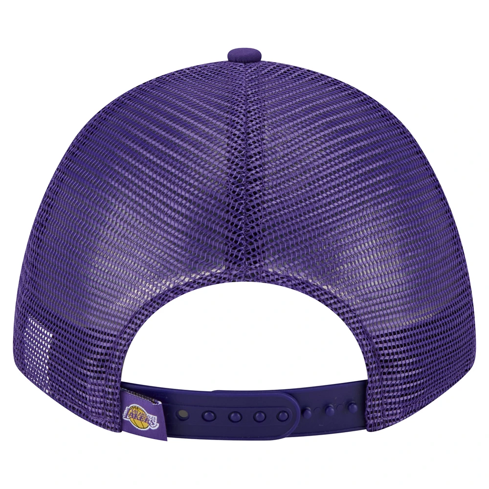 Men's New Era  Purple Los Angeles Lakers Minimalist A-Frame 9FORTY Trucker Hat