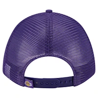 Men's New Era  Purple Los Angeles Lakers Minimalist A-Frame 9FORTY Trucker Hat