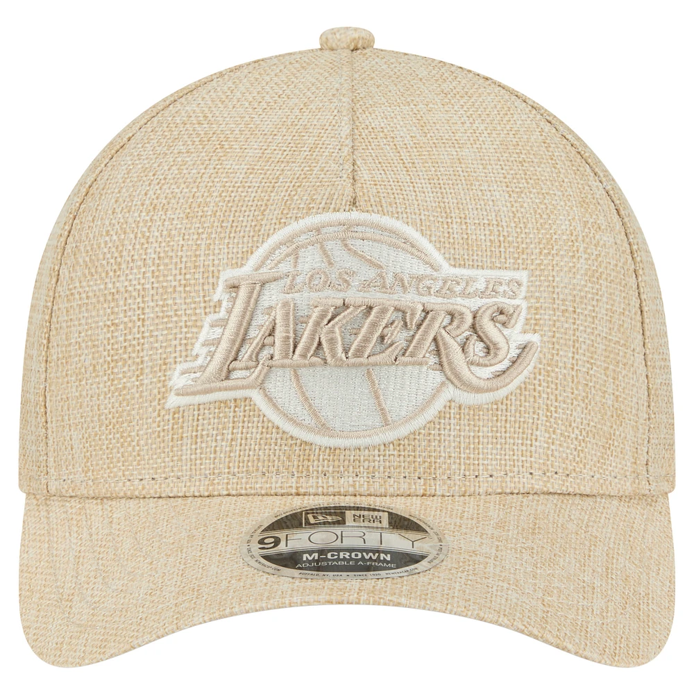 Casquette ajustable A-Frame 9FORTY tissée par injection pour homme New Era Tan Los Angeles Lakers