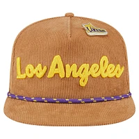 Men's New Era  Tan Los Angeles Lakers Victory Grove Corduroy Sneaker Pin Golfer Snapback Hat