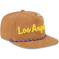 Men's New Era  Tan Los Angeles Lakers Victory Grove Corduroy Sneaker Pin Golfer Snapback Hat