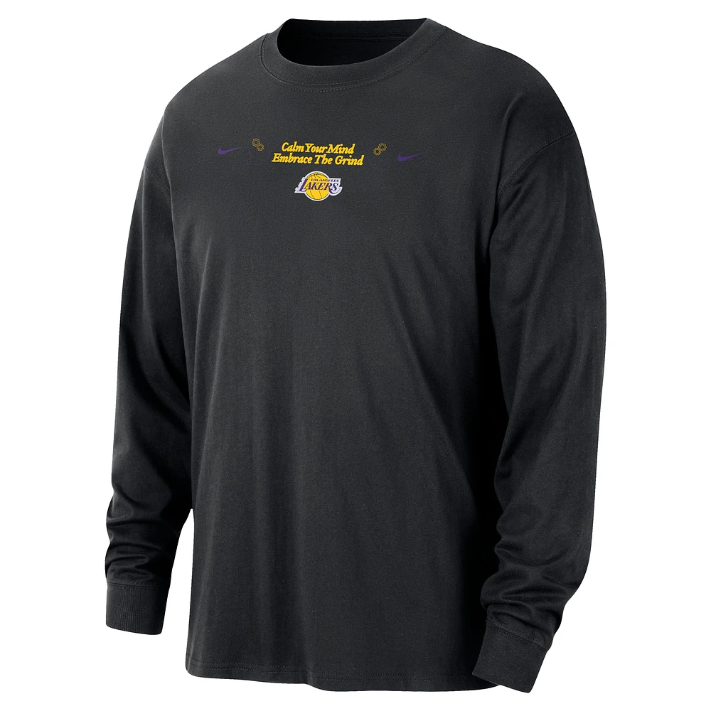 Men's Nike Black Los Angeles Lakers Courtside Oversized Long Sleeve T-Shirt