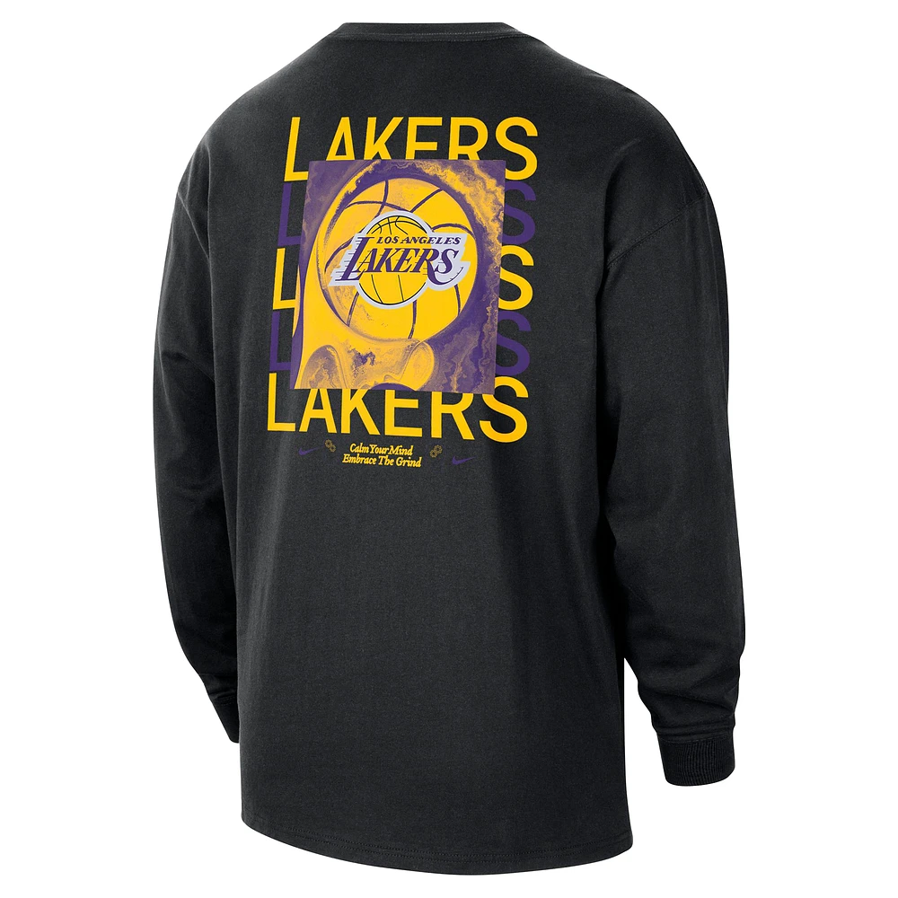 Men's Nike Black Los Angeles Lakers Courtside Oversized Long Sleeve T-Shirt