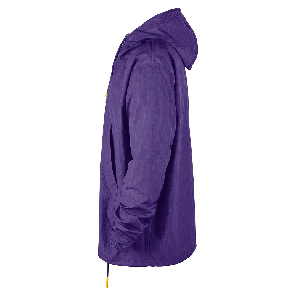 Men's Nike  Purple Los Angeles Lakers Courtside Premium Club Anorak Quarter-Zip Hoodie Jacket