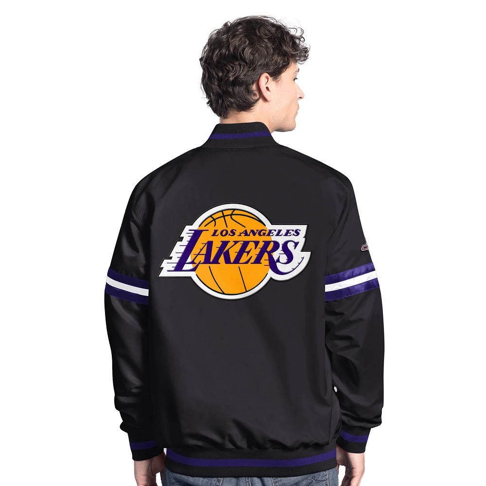 Men's Starter  Black Los Angeles Lakers Scout Varsity Full-Snap Jacket