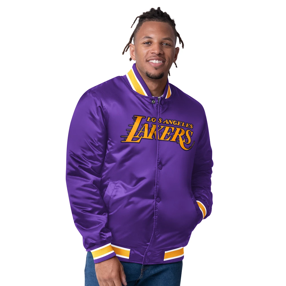 Men's Starter  Purple Los Angeles Lakers Reversible Satin Full-Snap Varsity Jacket