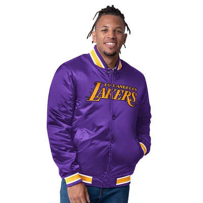 Men's Starter  Purple Los Angeles Lakers Reversible Satin Full-Snap Varsity Jacket