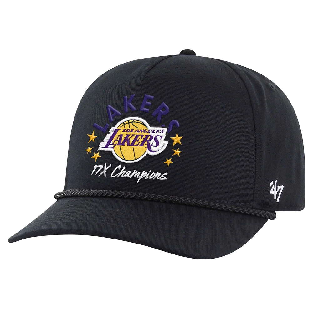 Casquette réglable noire Los Angeles Lakers Champs Global Star Hitch '47 pour hommes