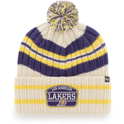 Lids Los Angeles Lakers Youth Nep Cuffed Knit Hat with Pom - Black