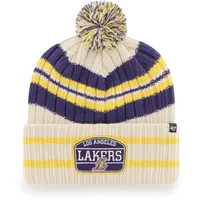 Youth Los Angeles Lakers Cream/Gold Bone Crown Cuffed Knit Hat