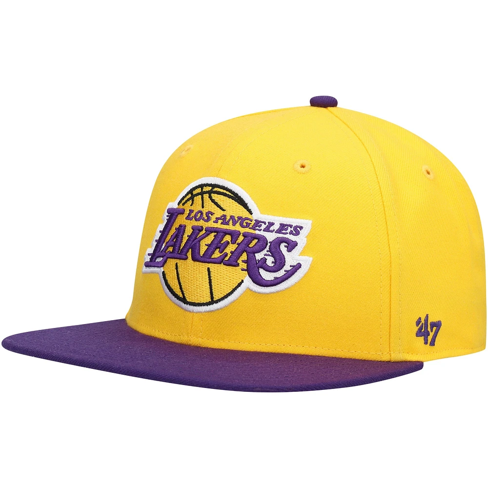 Men's '47 Gold/Purple Los Angeles Lakers Two-Tone No Shot Captain Snapback Hat