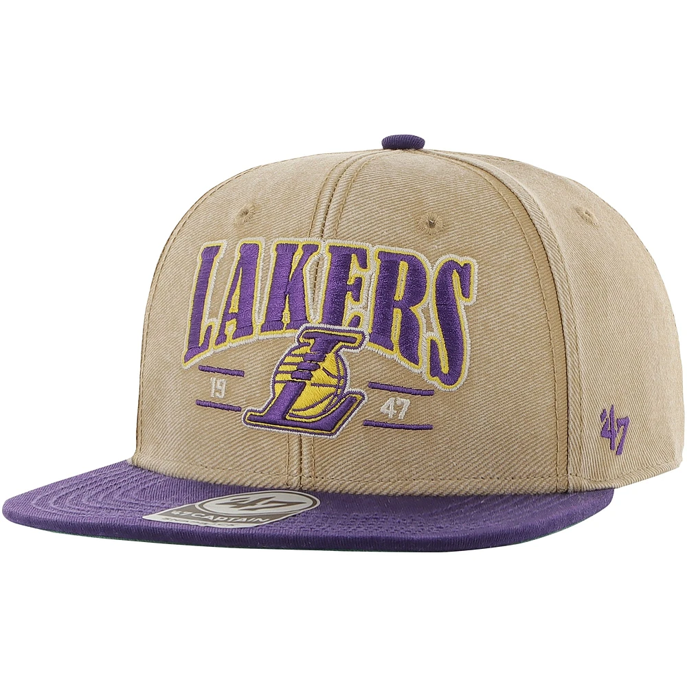 Casquette Snapback '47 Kaki/Violet Los Angeles Lakers Chilmark Captain pour hommes