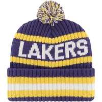 Bonnet en tricot à revers Bering '47 violet des Los Angeles Lakers pour hommes avec pompon