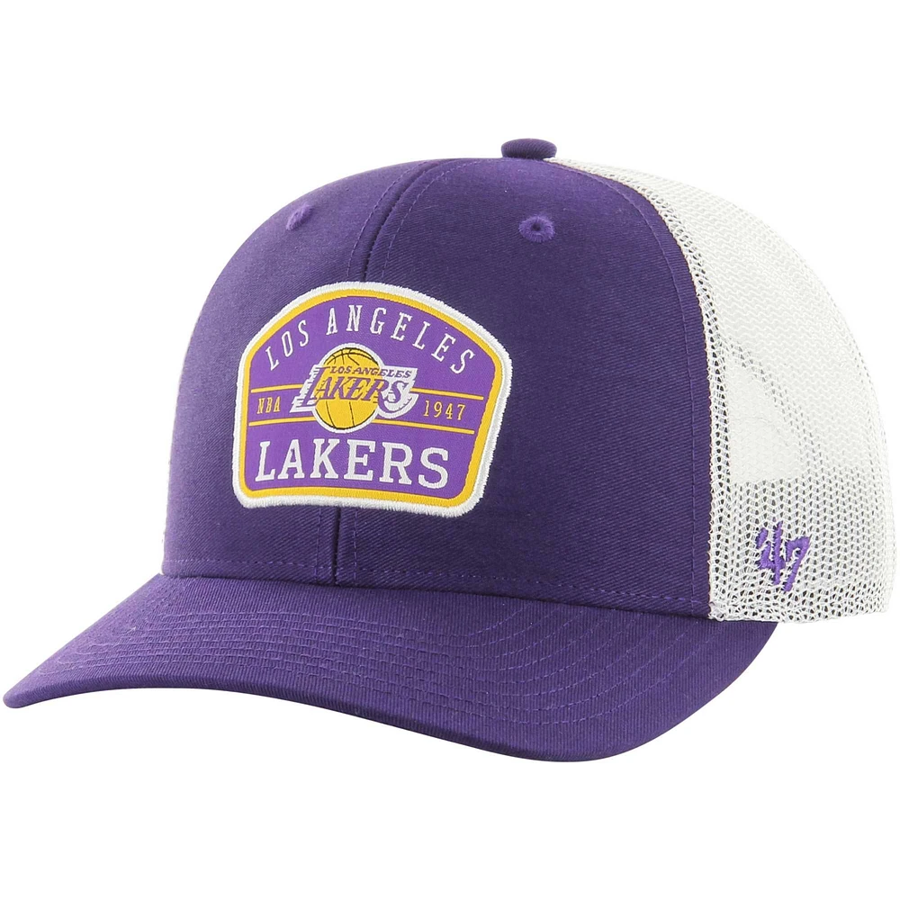 Casquette réglable de camionneur semi-patch '47 violette des Lakers de Los Angeles pour hommes