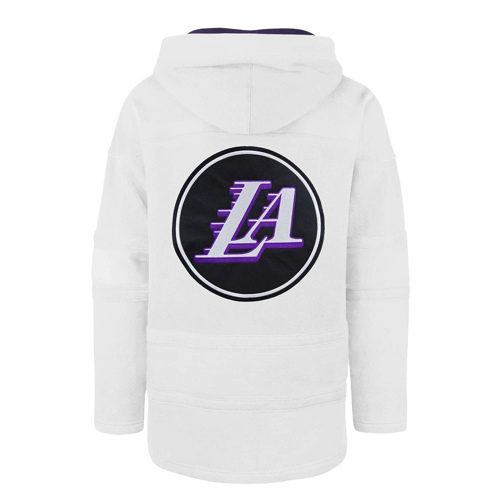 Sweat à capuche pour homme '47 White Los Angeles Lakers 2022/23 Pregame MVP Lacer - City Edition