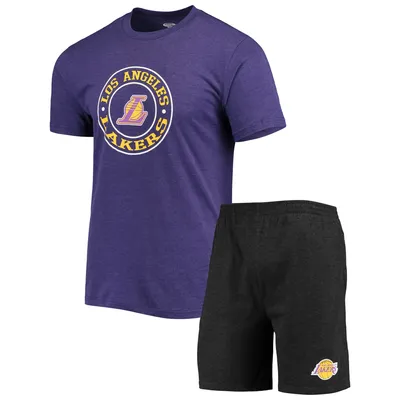 Los Angeles Lakers Concepts Sport T-Shirt & Shorts Sleep Set - Black/Purple
