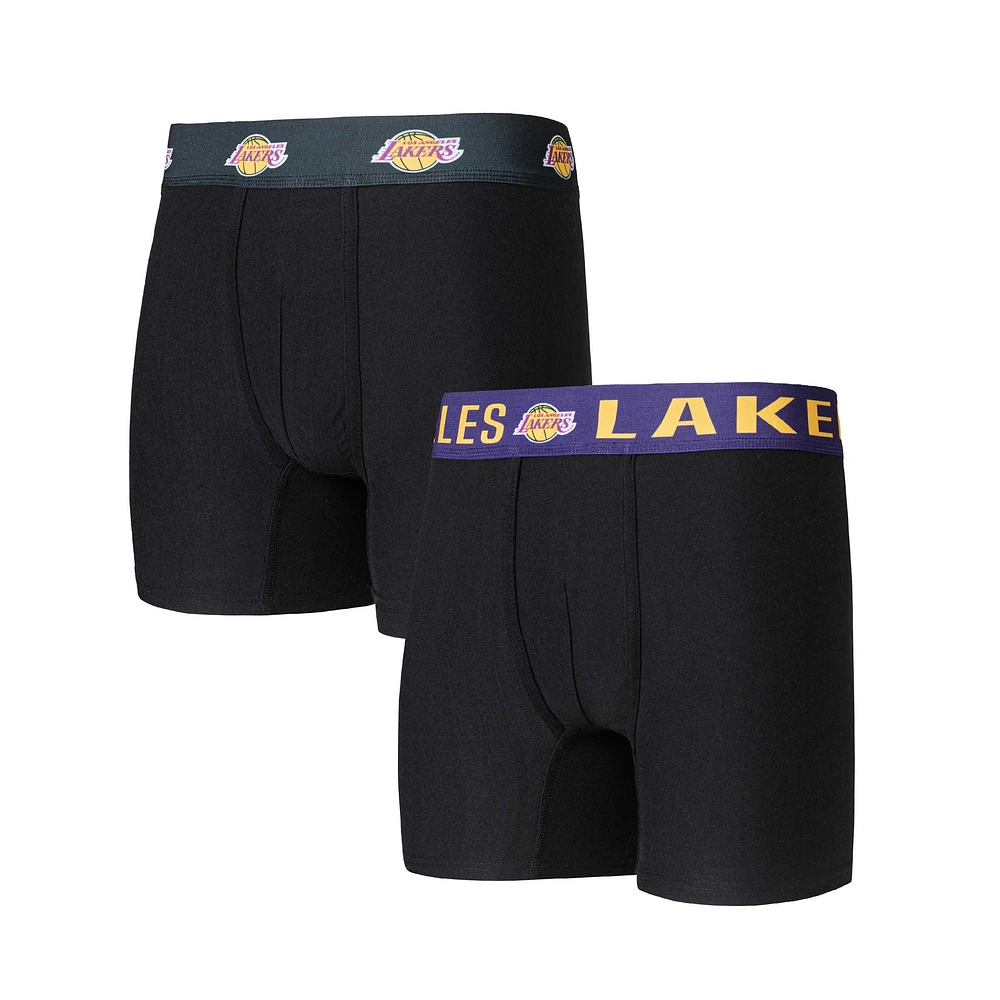 Men's Concepts Sport Black Los Angeles Lakers Breakthrough 2-Pack Boxer Briefs