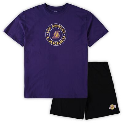 Men's Concepts Sport Purple/Black Los Angeles Lakers Big & Tall T-Shirt Shorts Sleep Set