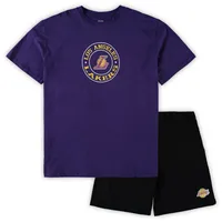 Ensemble de pyjama t-shirt et short Los Angeles Lakers Tailles Big & Tall homme Concepts Sport violet/gris chiné