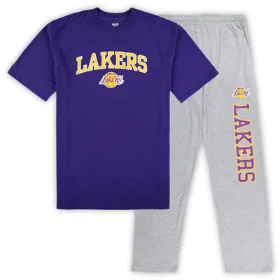 Los Angeles Lakers Concepts Sport Big & Tall T-Shirt and Pajama Pants Sleep Set - Purple/Heather Gray