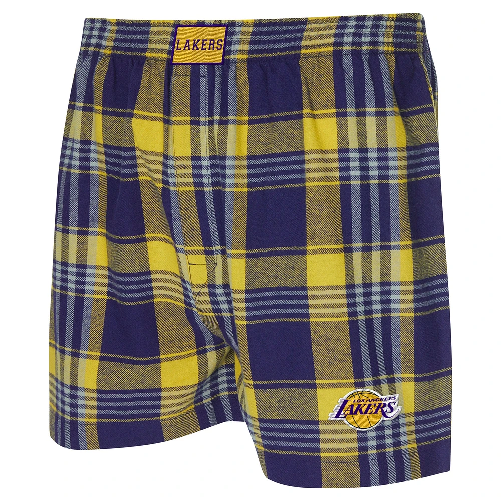 Men's Concepts Sport Purple Los Angeles Lakers Region Flannel Boxer Short