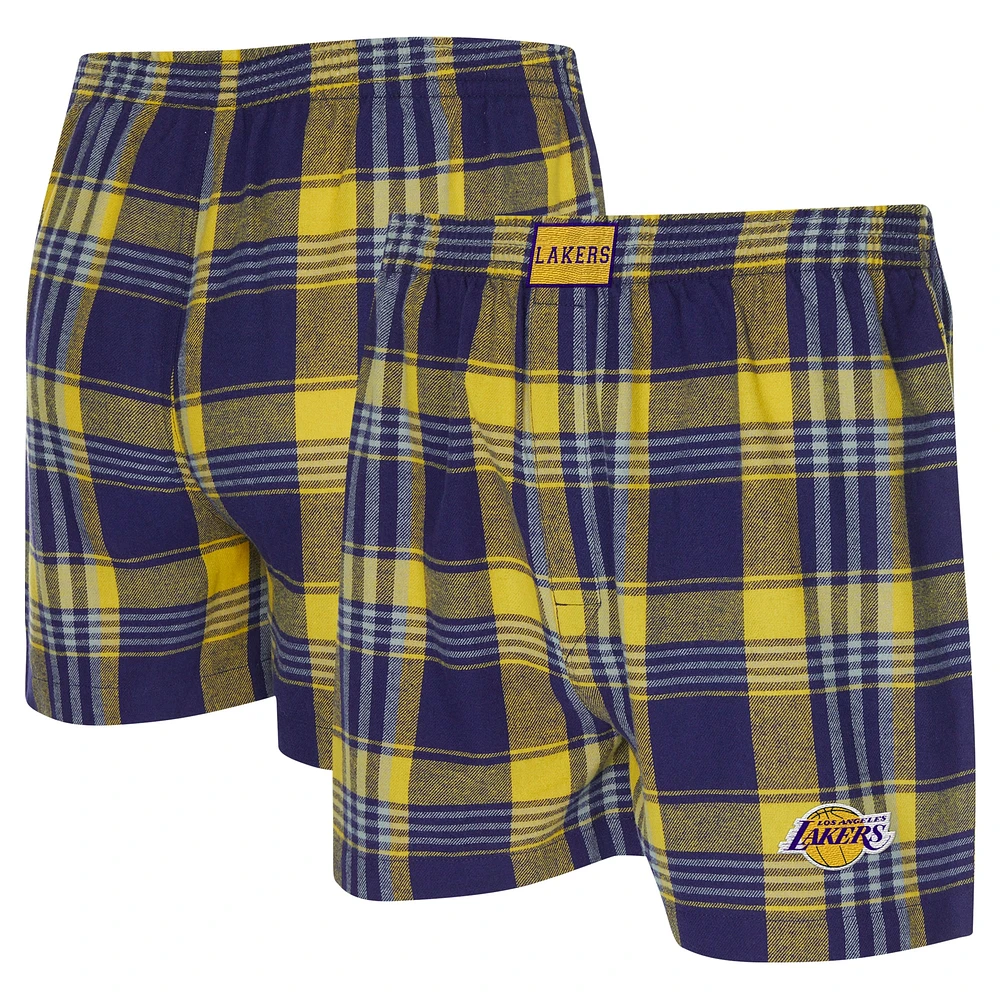 Men's Concepts Sport Purple Los Angeles Lakers Region Flannel Boxer Short