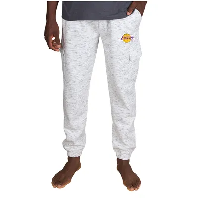 Los Angeles Lakers Concepts Sport Alley Fleece Cargo Pants - White/Charcoal