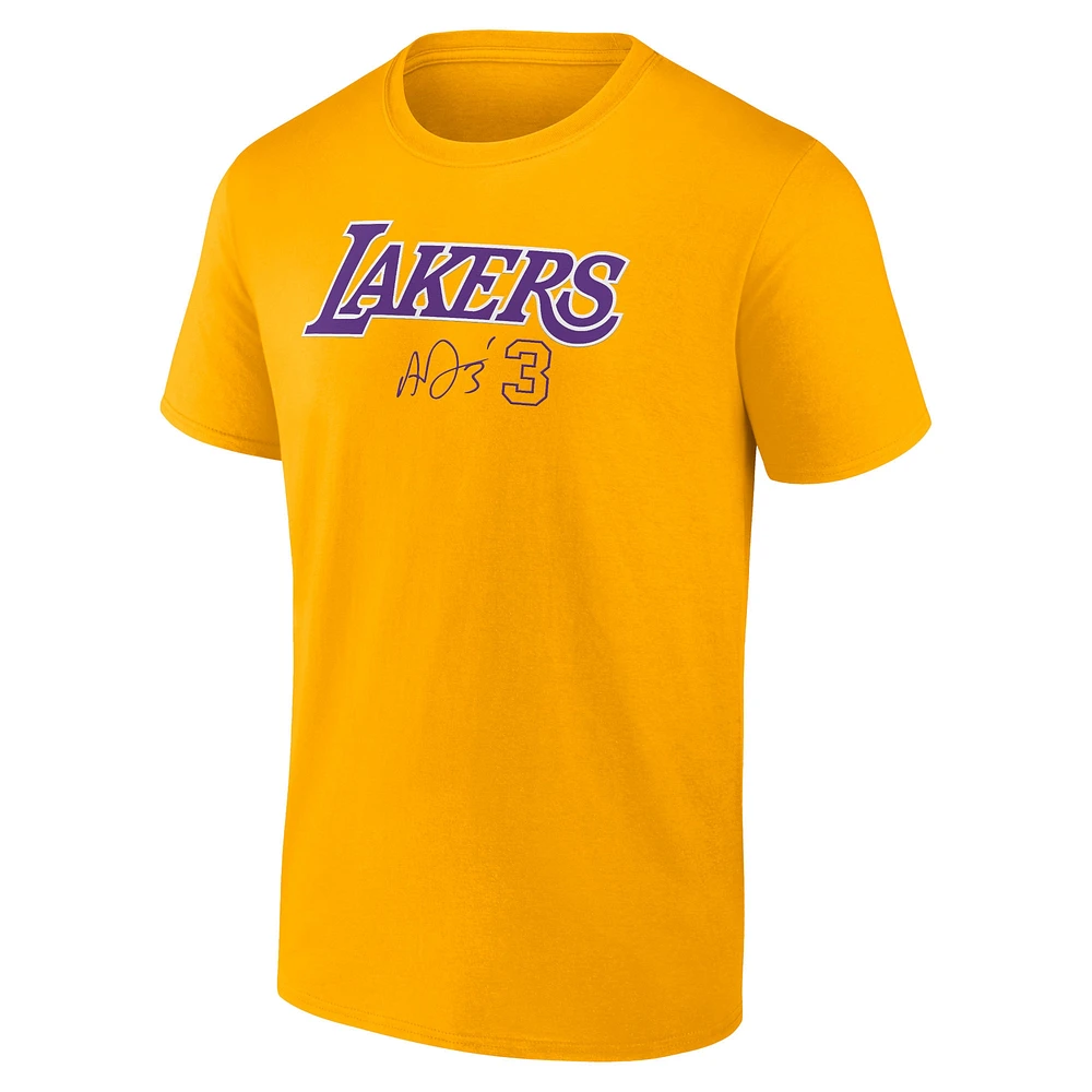 Fanatics Anthony Davis Gold Los Angeles Lakers Nom et numéro T-shirt pour hommes