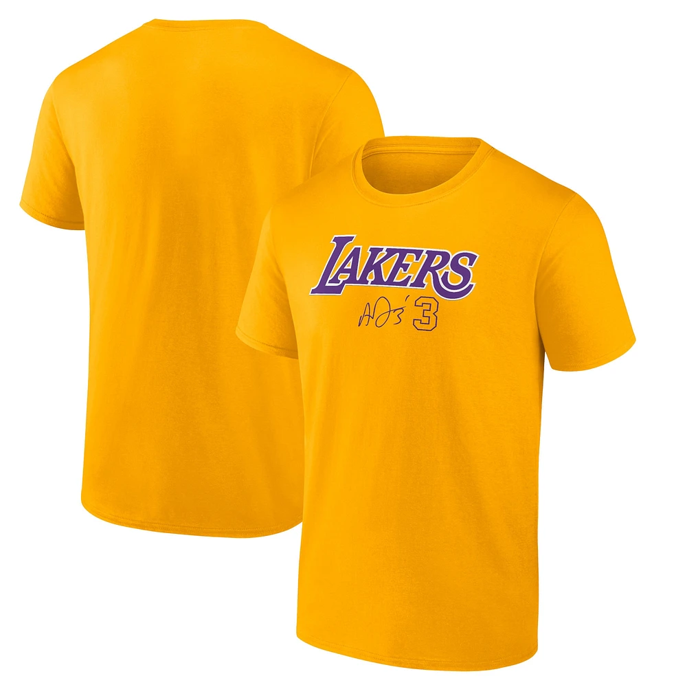 Fanatics Anthony Davis Gold Los Angeles Lakers Nom et numéro T-shirt pour hommes