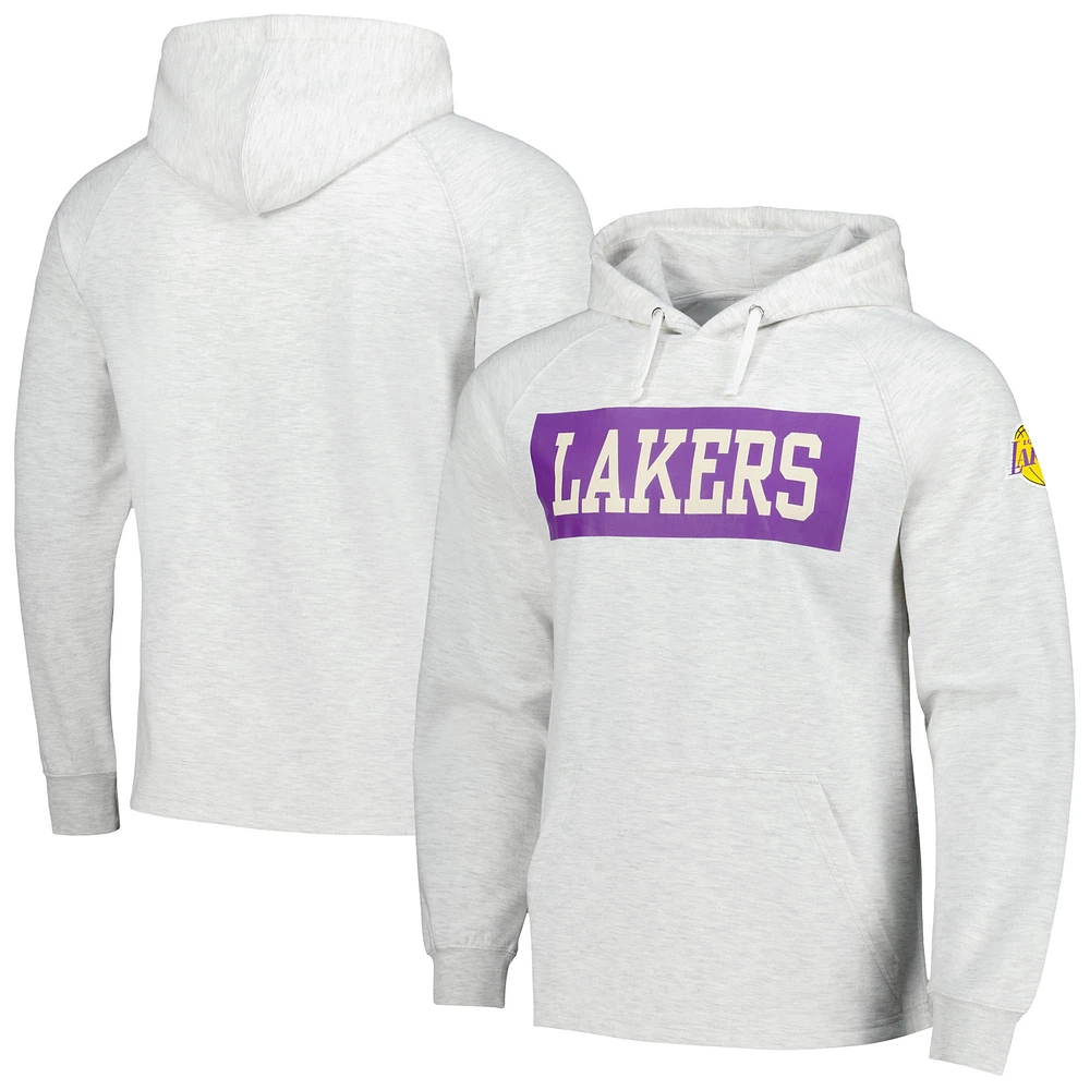 Sweat à capuche tri-mélange Softhand Raglan Fanatics Ash Los Angeles Lakers pour hommes