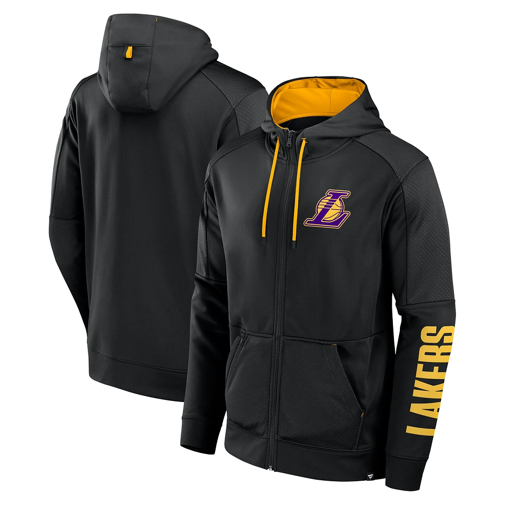 Men's Fanatics  Black Los Angeles Lakers Baller Defender Performance Full-Zip Hoodie