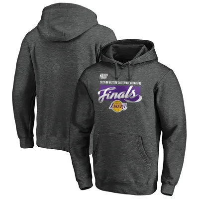 Los Angeles Lakers Fanatics Branded 2020 Western Conference Champions Locker Room Fitted Pullover Hoodie - Heather Charcoal