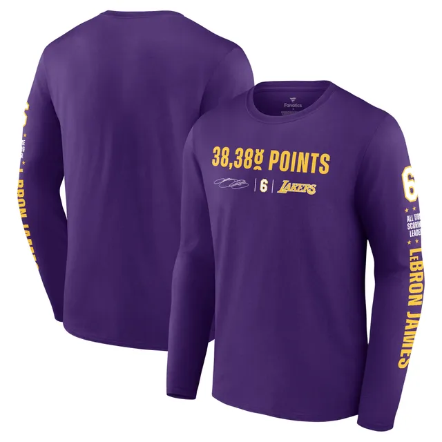 Women's Fanatics Branded LeBron James Gold Los Angeles Lakers Logo  Playmaker Name & Number V-Neck T-Shirt