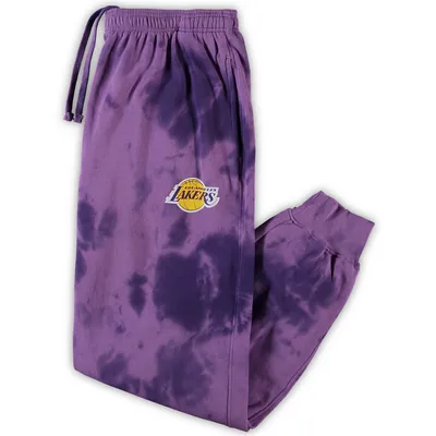 Los Angeles Lakers Fanatics Branded Big & Tall Wordmark Cloud Dye Jogger Pants - Purple