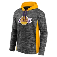 Men's Fanatics Charcoal Los Angeles Lakers Instant Replay Colorblock - Pullover Hoodie