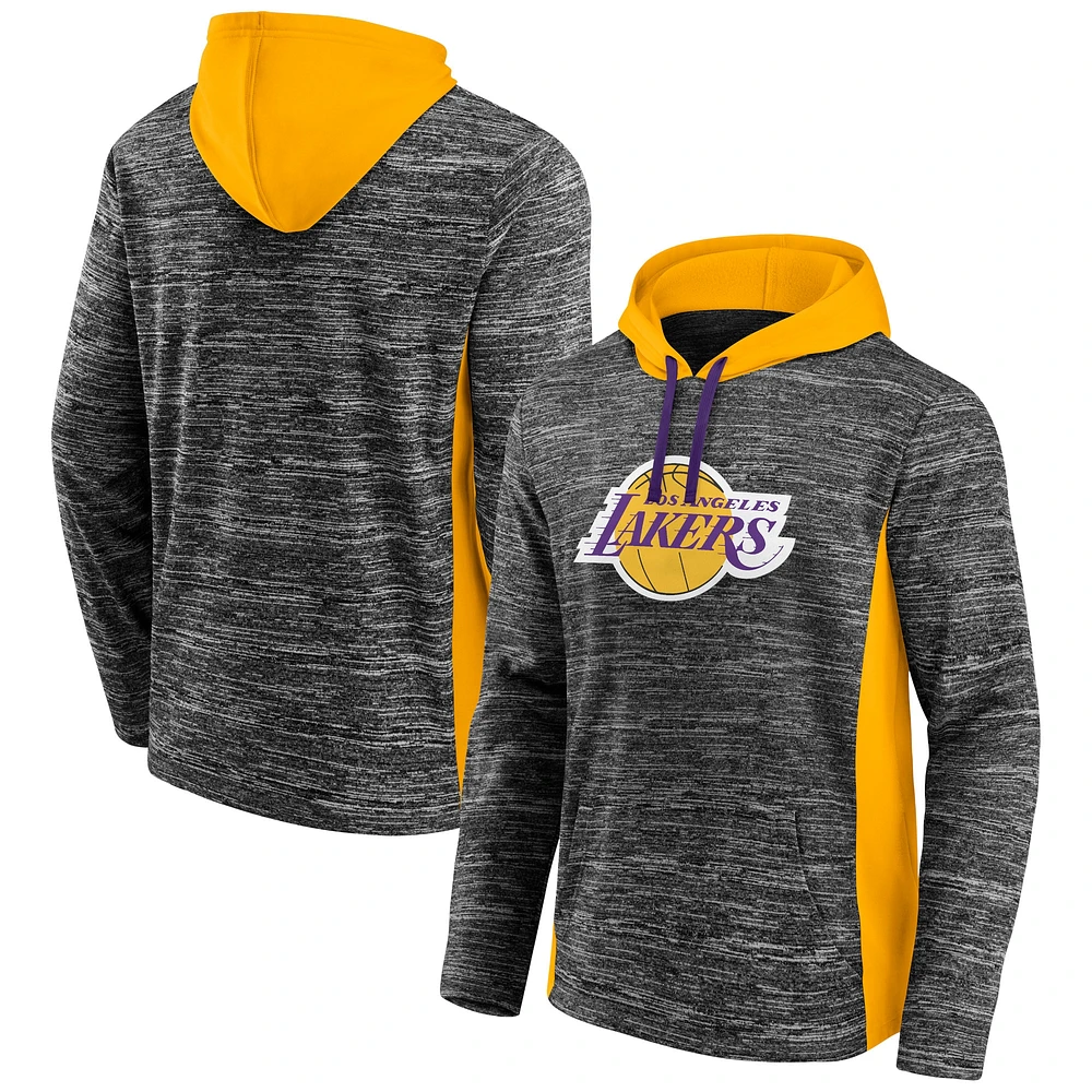 Men's Fanatics Charcoal Los Angeles Lakers Instant Replay Colorblock - Pullover Hoodie