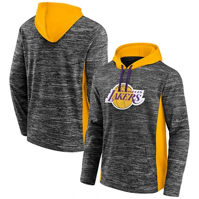 Men's Fanatics Charcoal Los Angeles Lakers Instant Replay Colorblock - Pullover Hoodie