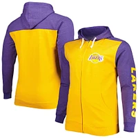 Sweat à capuche entièrement zippé Fanatics pour hommes, or/violet, Los Angeles Lakers Big & Tall Down and Distance