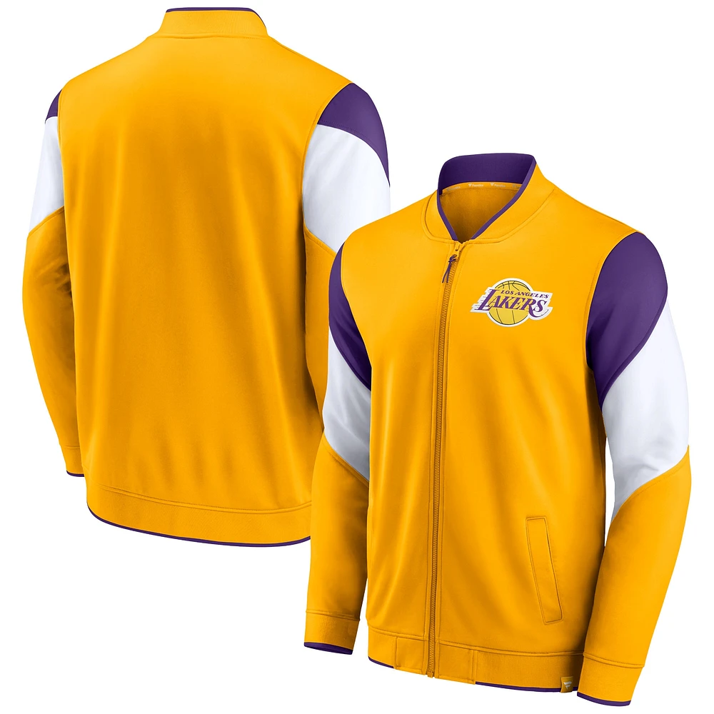 Haut entièrement zippé Fanatics pour hommes, or/violet, Los Angeles Lakers League, meilleure performance