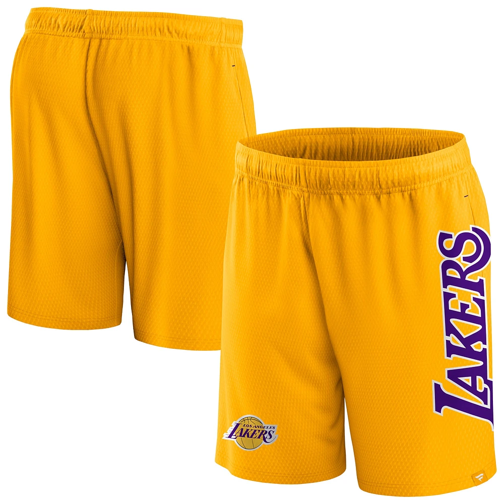 Men's Fanatics Gold Los Angeles Lakers Post Up Mesh Shorts