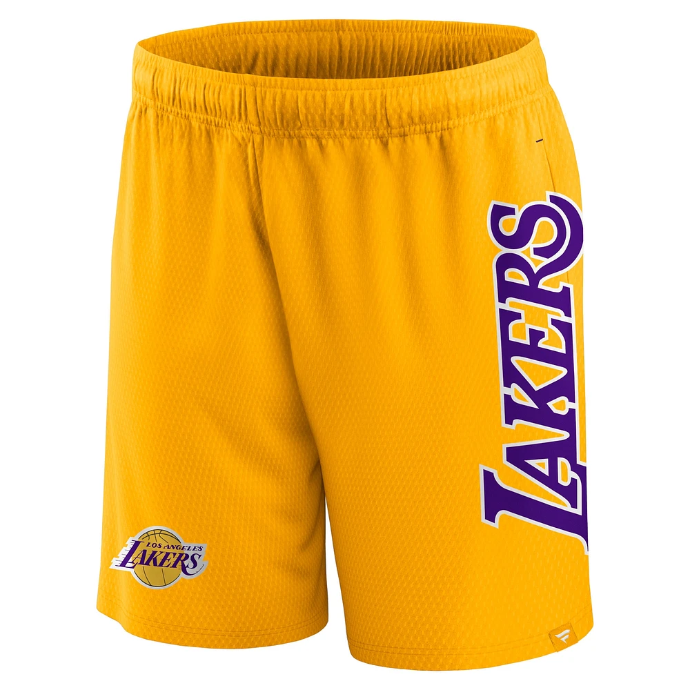 Short en maille Post Up Fanatics Gold Los Angeles Lakers pour hommes