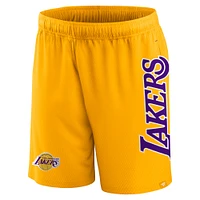 Men's Fanatics Gold Los Angeles Lakers Post Up Mesh Shorts